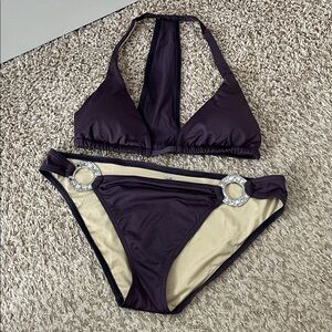 Victoria's Secret Purple Bikini with Ring Accents - Top Size S Bottoms Size M